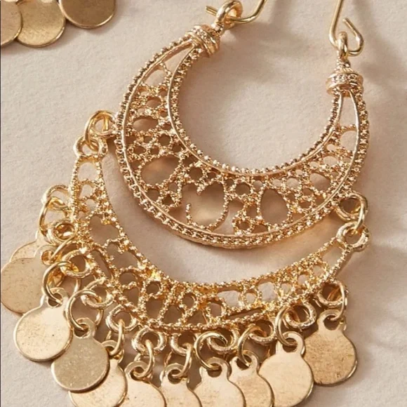 Gold Tassel Hoop Earrings - Picture 2 of 3